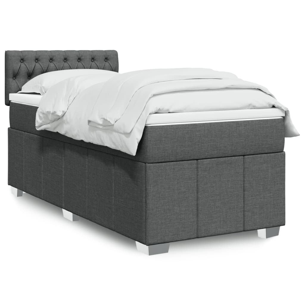 vidaXL Κρεβάτι Boxspring με Στρώμα Σκούρο Γκρι 100x200 εκ. Υφασμάτινο
