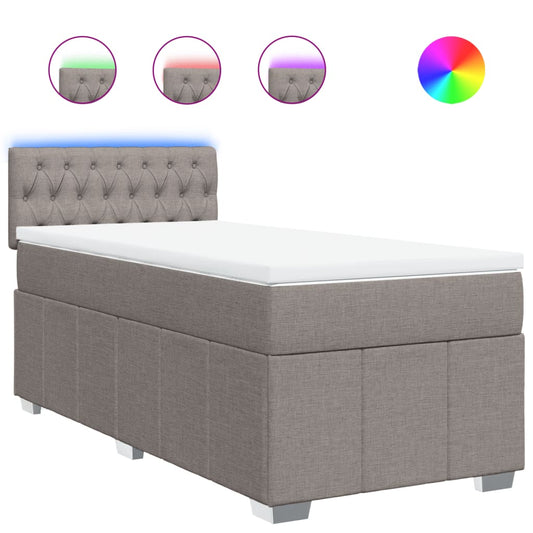 vidaXL Κρεβάτι Boxspring με Στρώμα Taupe 100 x 200 εκ. Υφασμάτινο