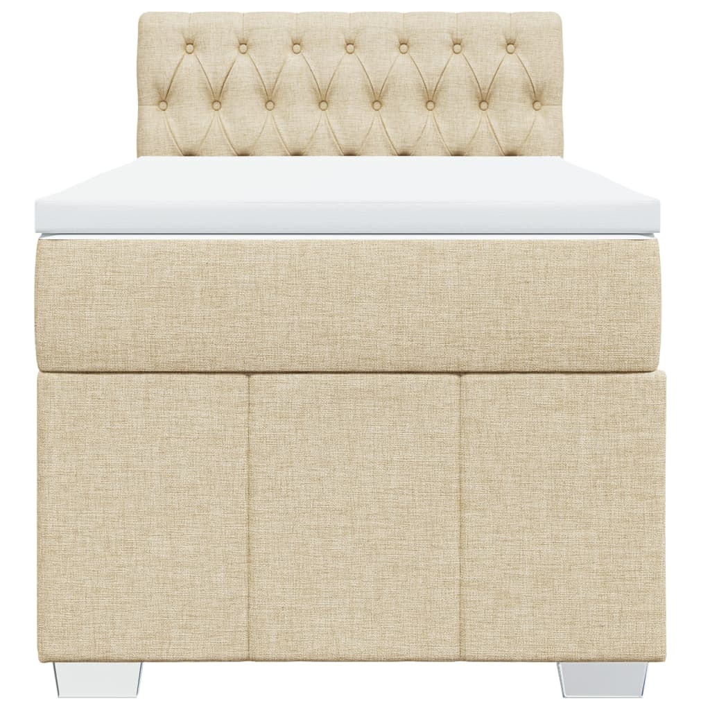vidaXL Κρεβάτι Boxspring με Στρώμα Κρεμ 100 x 200 εκ. Υφασμάτινο