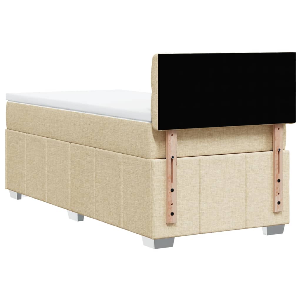 vidaXL Κρεβάτι Boxspring με Στρώμα Κρεμ 100 x 200 εκ. Υφασμάτινο
