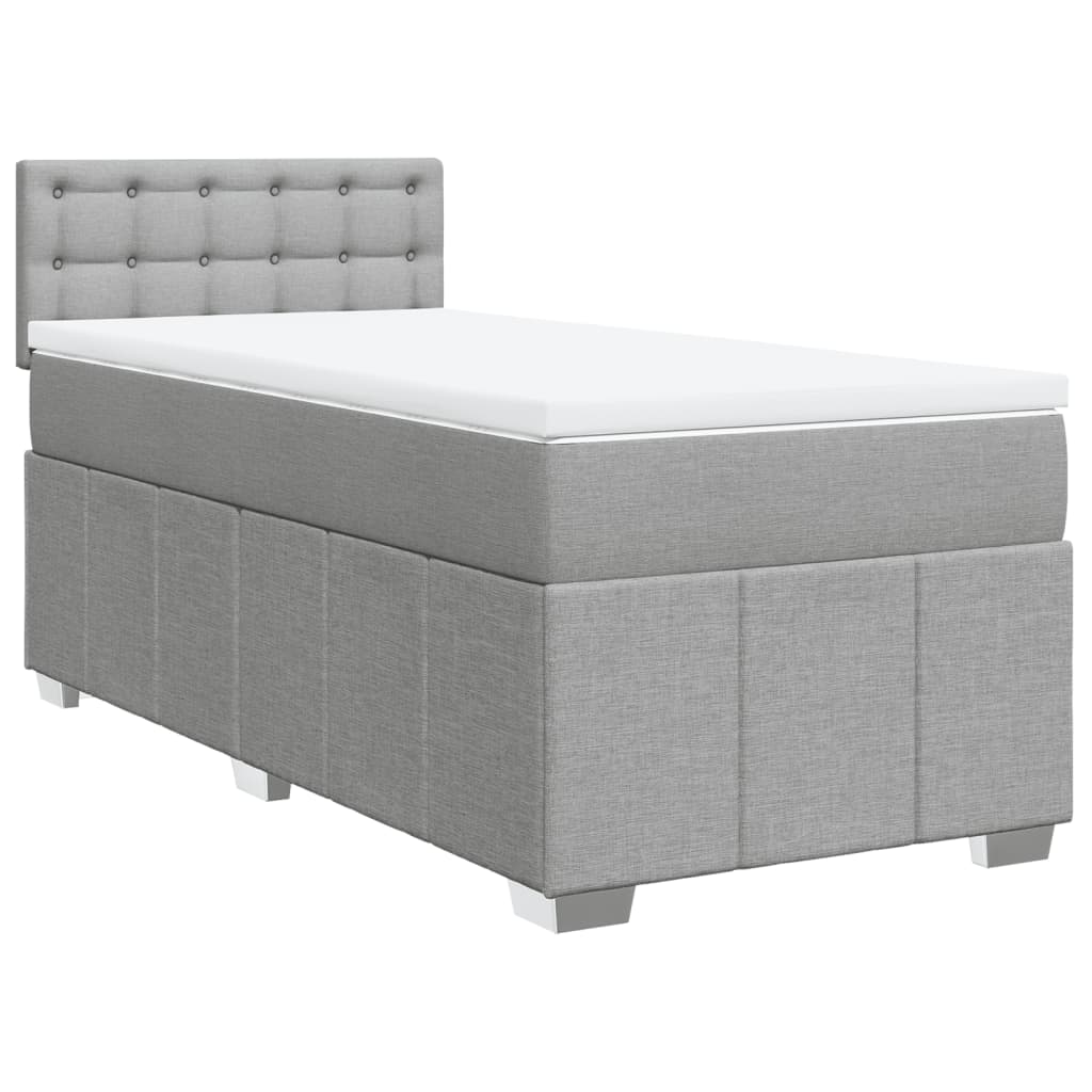 vidaXL Κρεβάτι Boxspring με Στρώμα Ανοιχτό Γκρι 100x200 εκ. Υφασμάτινο
