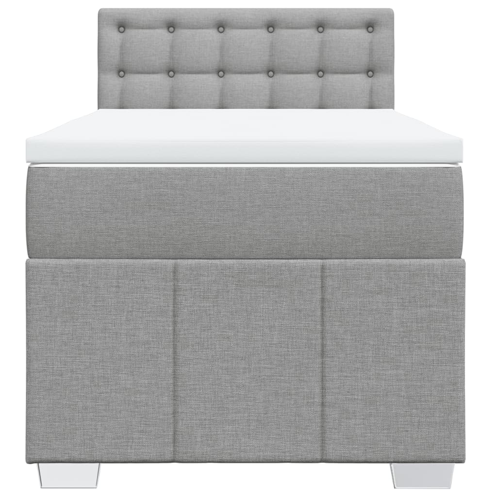 vidaXL Κρεβάτι Boxspring με Στρώμα Ανοιχτό Γκρι 100x200 εκ. Υφασμάτινο