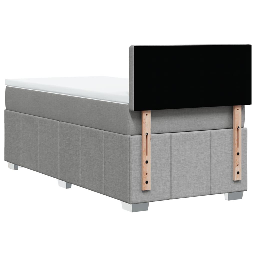 vidaXL Κρεβάτι Boxspring με Στρώμα Ανοιχτό Γκρι 100x200 εκ. Υφασμάτινο