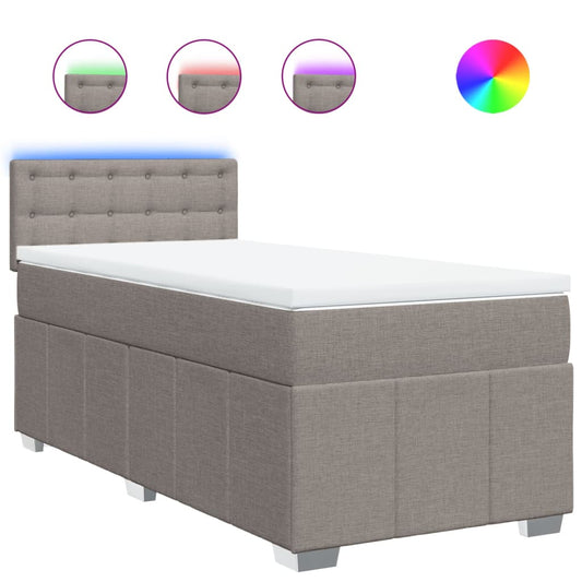vidaXL Κρεβάτι Boxspring με Στρώμα Taupe 100 x 200 εκ. Υφασμάτινο
