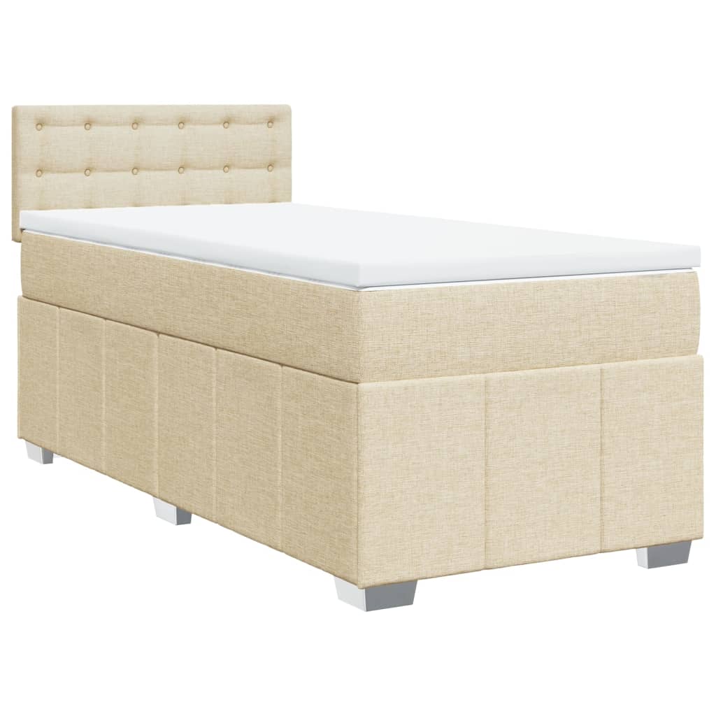 vidaXL Κρεβάτι Boxspring με Στρώμα Κρεμ 100 x 200 εκ. Υφασμάτινο