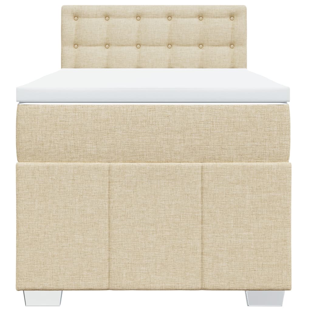 vidaXL Κρεβάτι Boxspring με Στρώμα Κρεμ 100 x 200 εκ. Υφασμάτινο