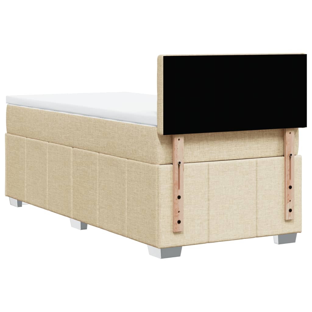 vidaXL Κρεβάτι Boxspring με Στρώμα Κρεμ 100 x 200 εκ. Υφασμάτινο