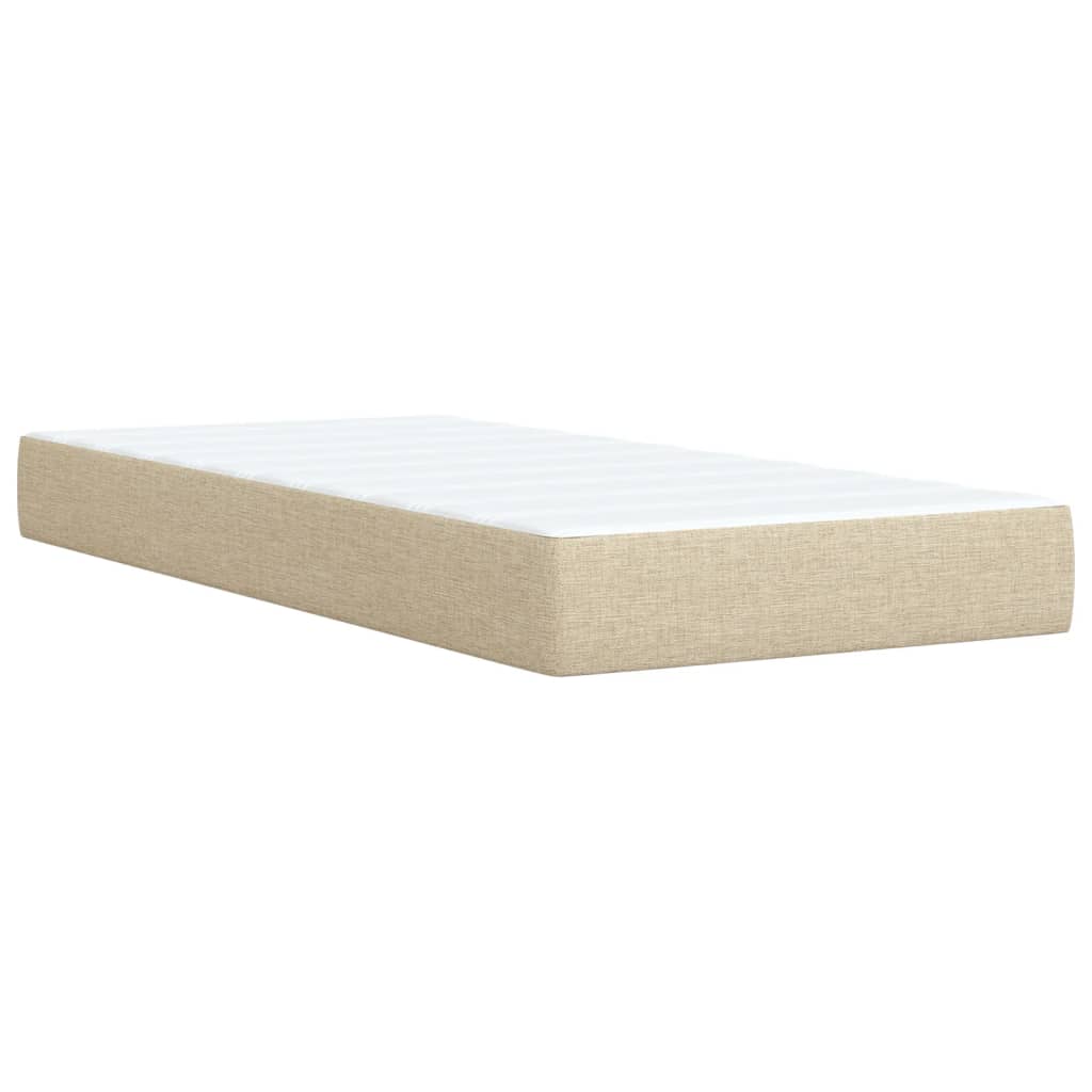 vidaXL Κρεβάτι Boxspring με Στρώμα Κρεμ 100 x 200 εκ. Υφασμάτινο