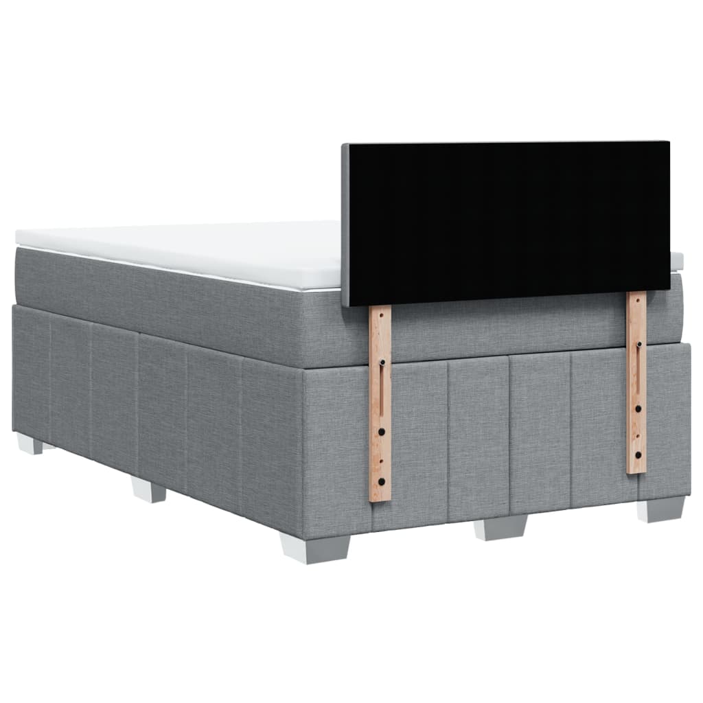 vidaXL Κρεβάτι Boxspring με Στρώμα Ανοιχτό Γκρι 120x190 εκ. Υφασμάτινο
