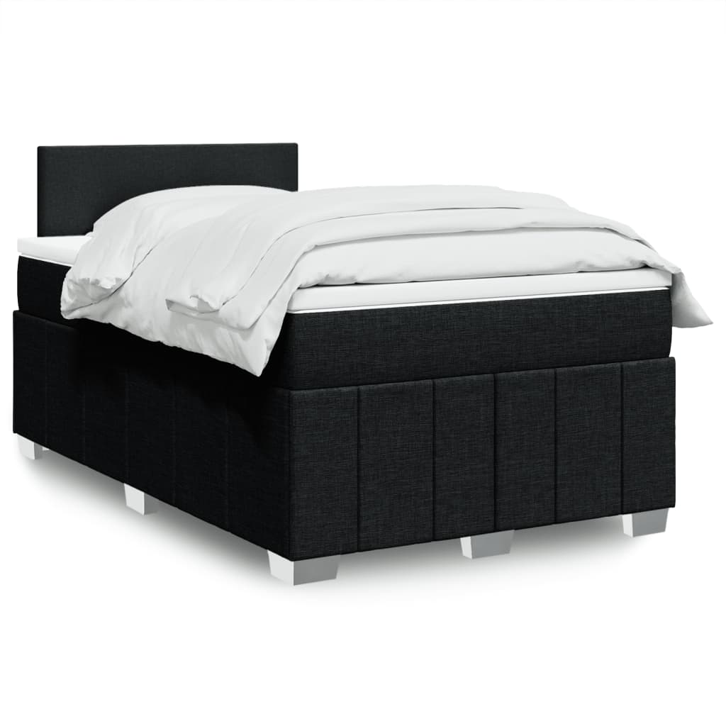 vidaXL Κρεβάτι Boxspring με Στρώμα Μαύρο 120x190 εκ. Υφασμάτινο