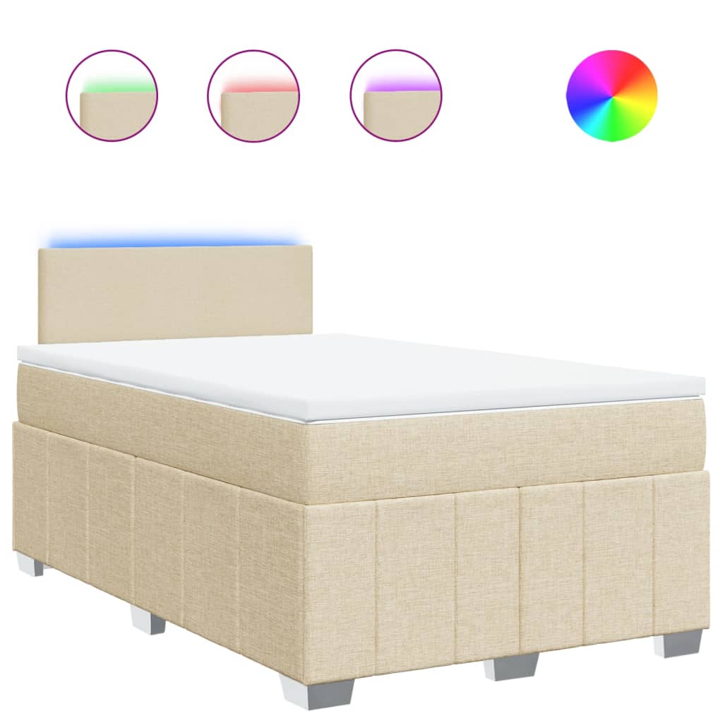 vidaXL Κρεβάτι Boxspring με Στρώμα Κρεμ 120x190 εκ. Υφασμάτινο