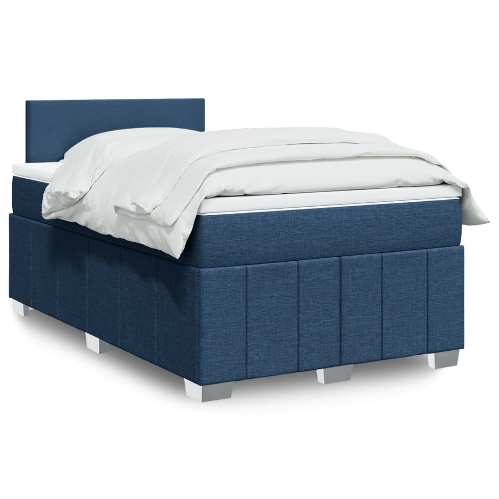vidaXL Κρεβάτι Boxspring με Στρώμα Μπλε 120x190 εκ. Υφασμάτινο