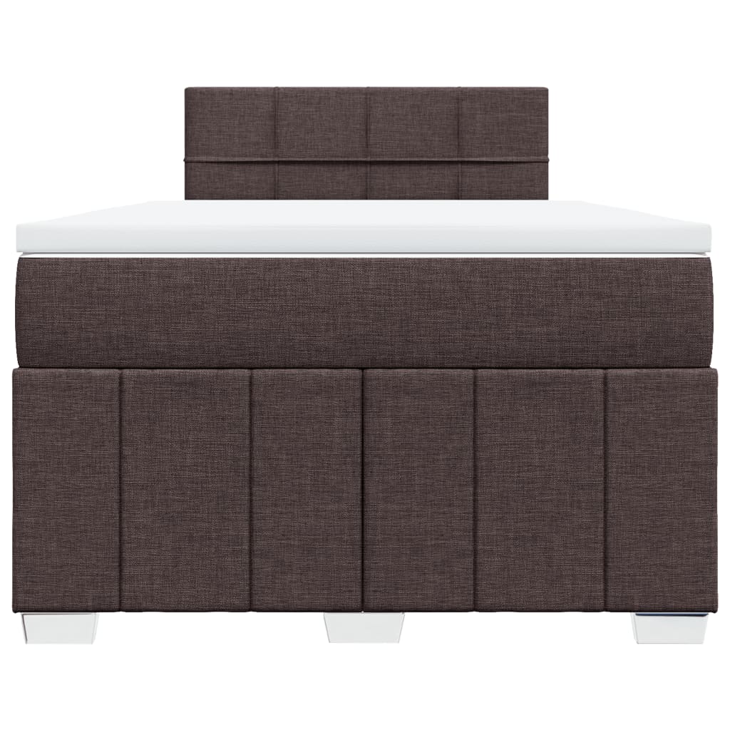 vidaXL Κρεβάτι Boxspring με Στρώμα Σκούρο Καφέ 120x190 εκ Υφασμάτινο