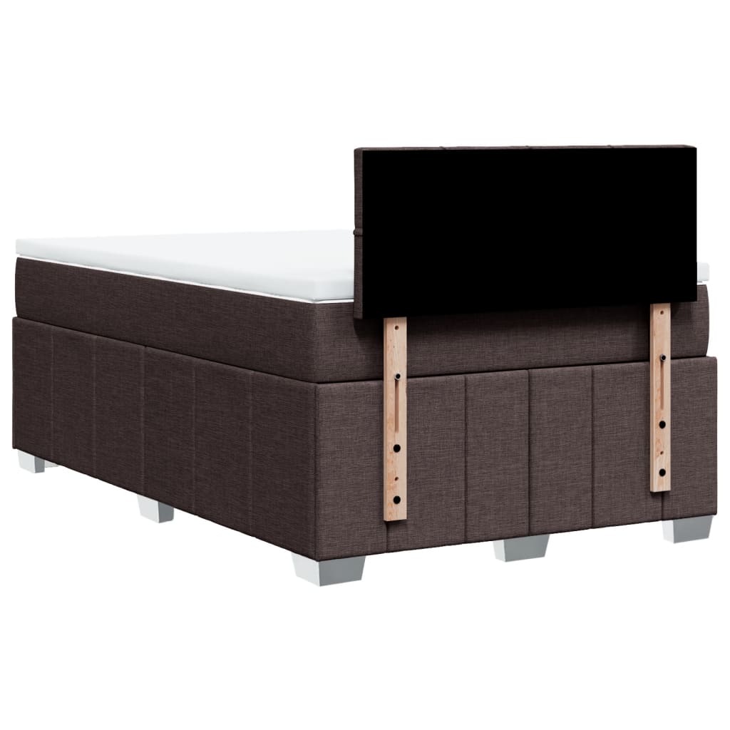 vidaXL Κρεβάτι Boxspring με Στρώμα Σκούρο Καφέ 120x190 εκ Υφασμάτινο