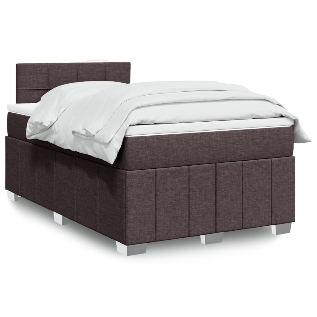 vidaXL Κρεβάτι Boxspring με Στρώμα Σκούρο Καφέ 120x190 εκ Υφασμάτινο