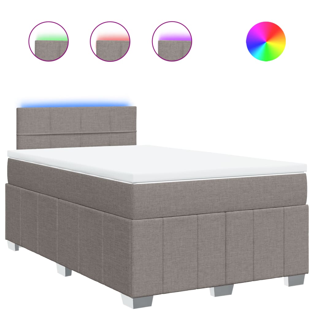 vidaXL Κρεβάτι Boxspring με Στρώμα Taupe 120x190 εκ. Υφασμάτινο