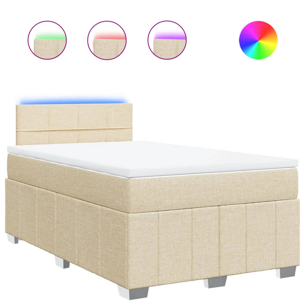 vidaXL Κρεβάτι Boxspring με Στρώμα Κρεμ 120x190 εκ. Υφασμάτινο