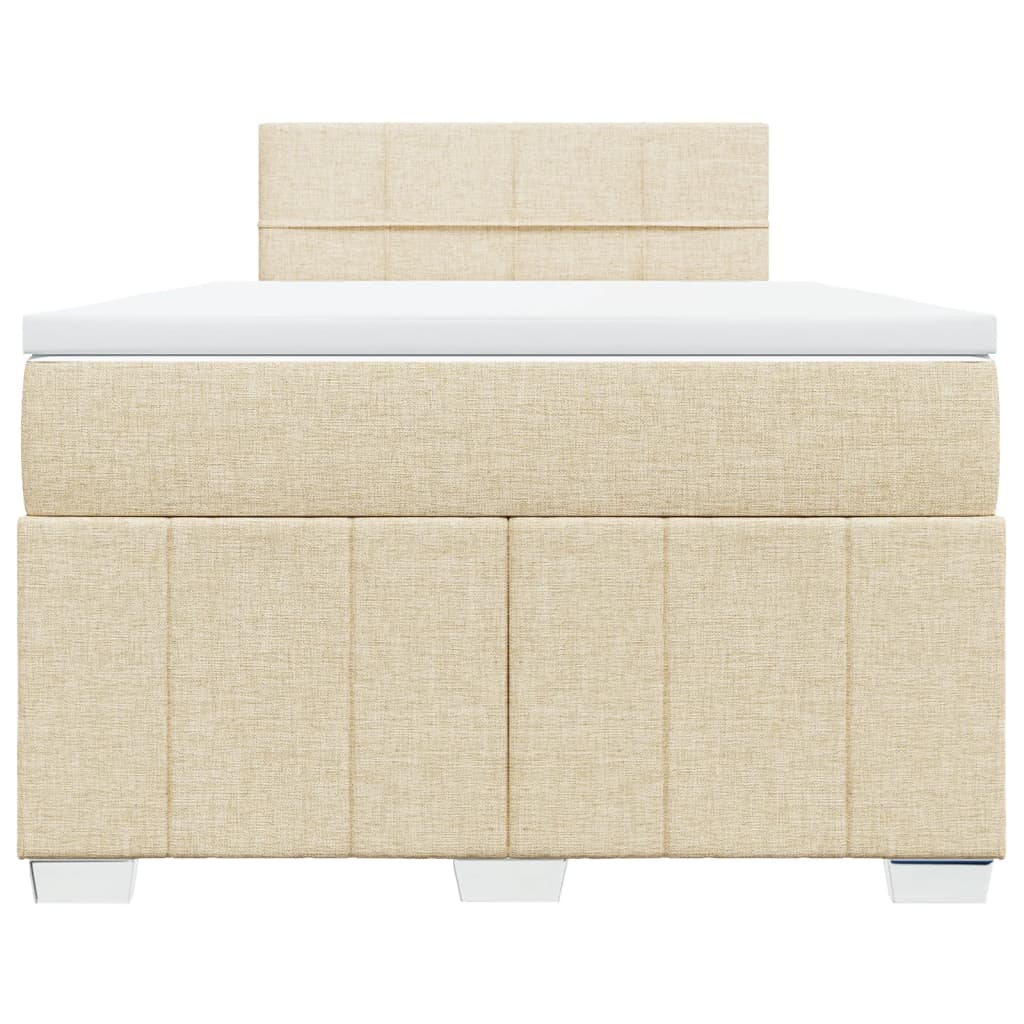 vidaXL Κρεβάτι Boxspring με Στρώμα Κρεμ 120x190 εκ. Υφασμάτινο