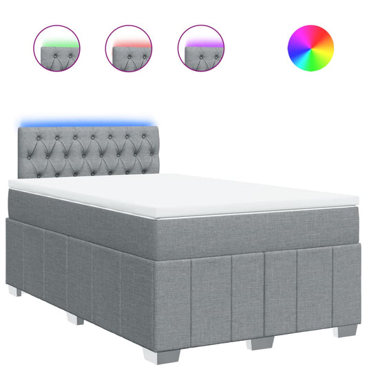vidaXL Κρεβάτι Boxspring με Στρώμα Ανοιχτό Γκρι 120x190 εκ. Υφασμάτινο