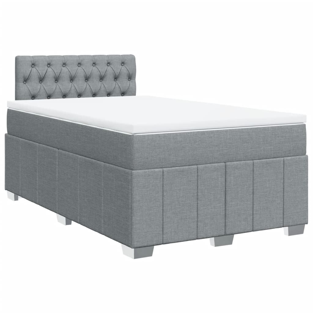 vidaXL Κρεβάτι Boxspring με Στρώμα Ανοιχτό Γκρι 120x190 εκ. Υφασμάτινο