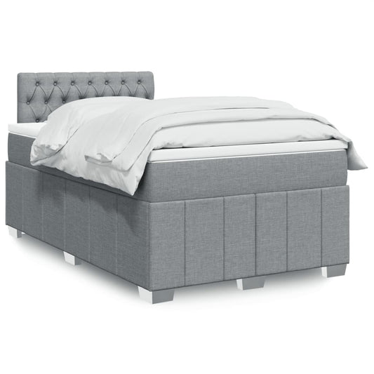 vidaXL Κρεβάτι Boxspring με Στρώμα Ανοιχτό Γκρι 120x190 εκ. Υφασμάτινο