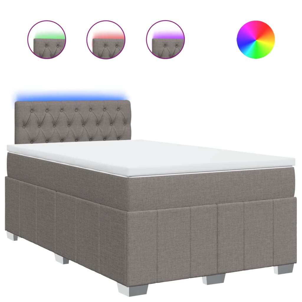 vidaXL Κρεβάτι Boxspring με Στρώμα Taupe 120x190 εκ. Υφασμάτινο