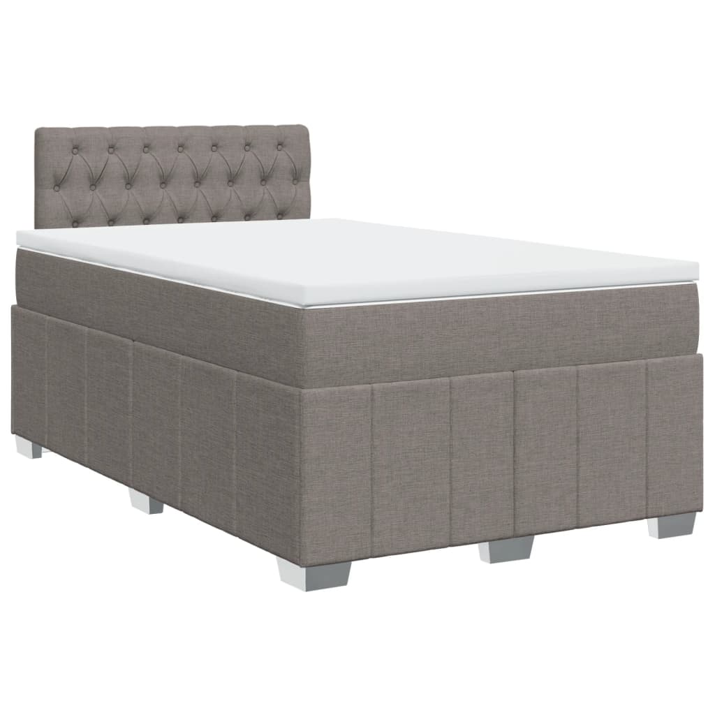 vidaXL Κρεβάτι Boxspring με Στρώμα Taupe 120x190 εκ. Υφασμάτινο