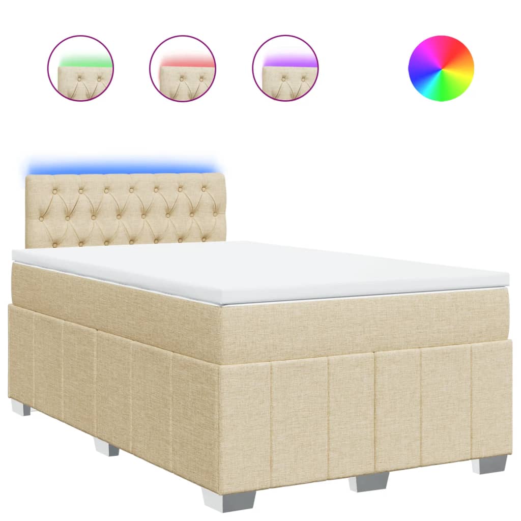 vidaXL Κρεβάτι Boxspring με Στρώμα Κρεμ 120x190 εκ. Υφασμάτινο