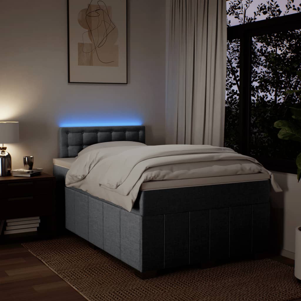 vidaXL Κρεβάτι Boxspring με Στρώμα Ανοιχτό Γκρι 120x190 εκ. Υφασμάτινο