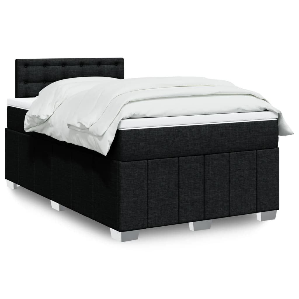 vidaXL Κρεβάτι Boxspring με Στρώμα Μαύρο 120x190 εκ. Υφασμάτινο