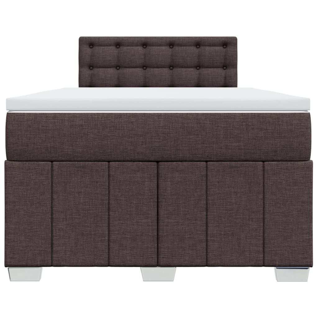 vidaXL Κρεβάτι Boxspring με Στρώμα Σκούρο Καφέ 120x190 εκ Υφασμάτινο