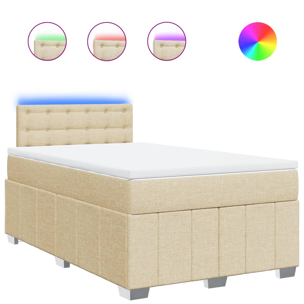 vidaXL Κρεβάτι Boxspring με Στρώμα Κρεμ 120x190 εκ. Υφασμάτινο