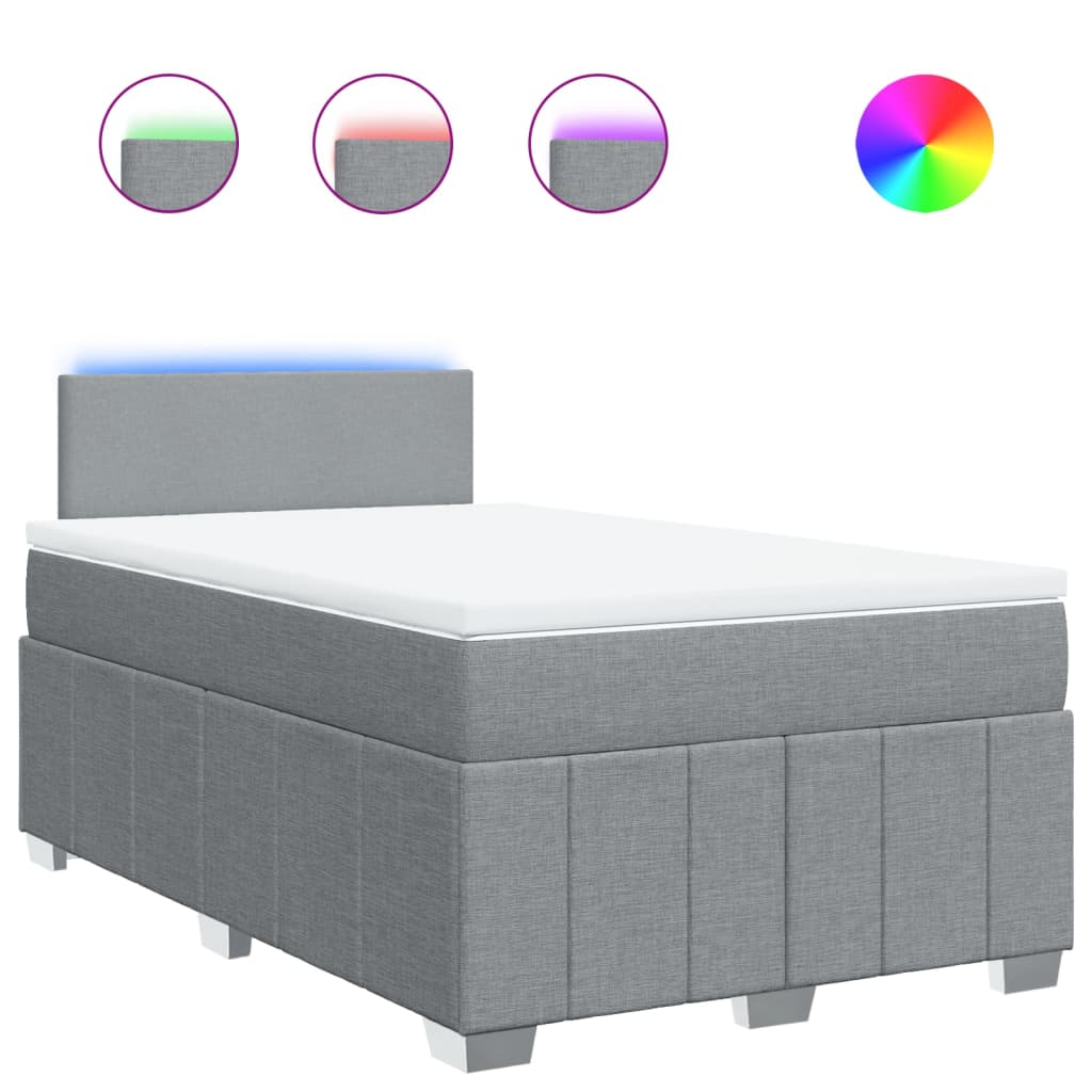 vidaXL Κρεβάτι Boxspring με Στρώμα Ανοιχτό Γκρι 120x200 εκ. Υφασμάτινο