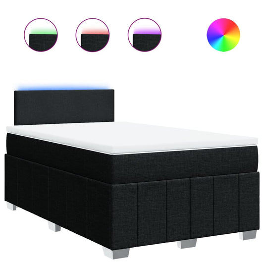 vidaXL Κρεβάτι Boxspring με Στρώμα Μαύρο 120x200 εκ. Υφασμάτινο