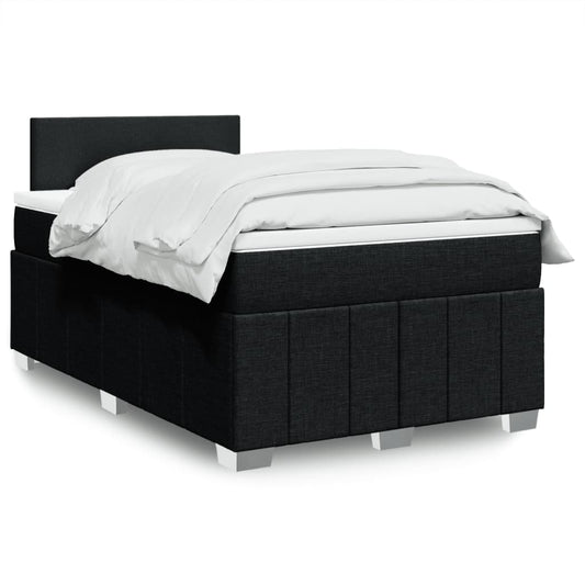 vidaXL Κρεβάτι Boxspring με Στρώμα Μαύρο 120x200 εκ. Υφασμάτινο