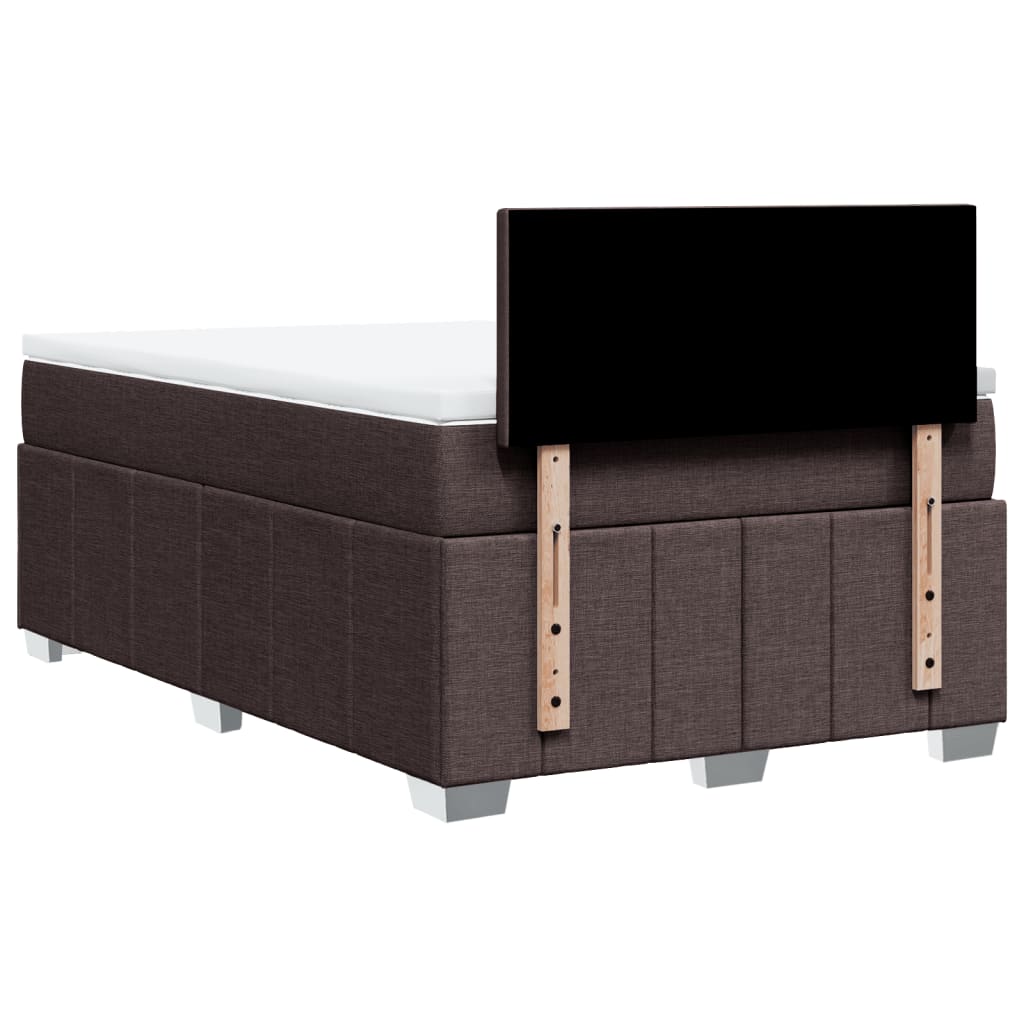 vidaXL Κρεβάτι Boxspring με Στρώμα Σκούρο Καφέ 120x200 εκ. Υφασμάτινο