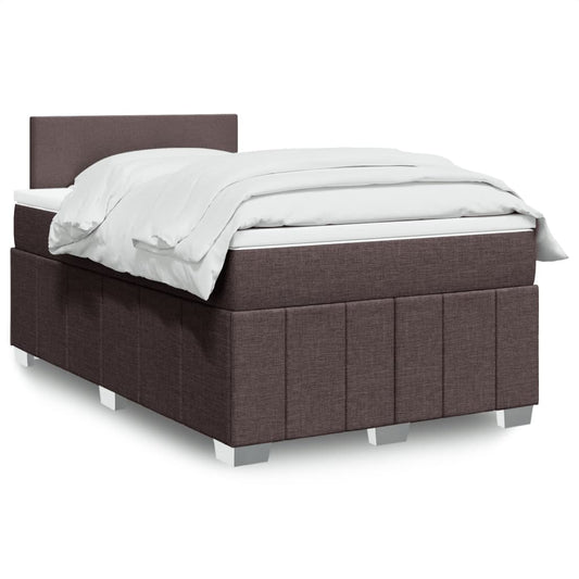 vidaXL Κρεβάτι Boxspring με Στρώμα Σκούρο Καφέ 120x200 εκ. Υφασμάτινο
