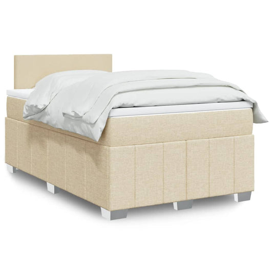 vidaXL Κρεβάτι Boxspring με Στρώμα Κρεμ 120x200 εκ. Υφασμάτινο