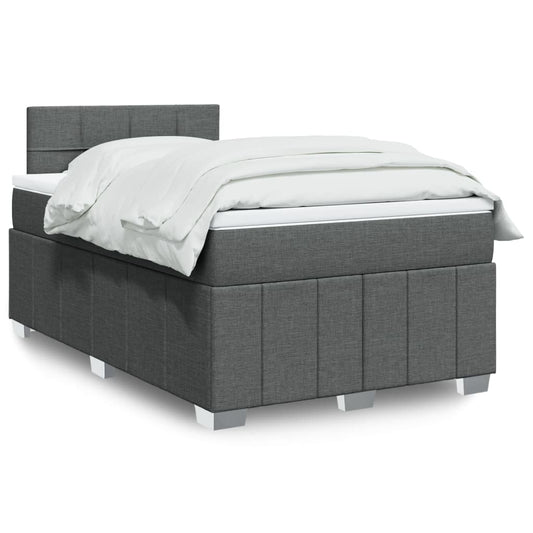 vidaXL Κρεβάτι Boxspring με Στρώμα Σκούρο Γκρι 120x200 εκ. Υφασμάτινο