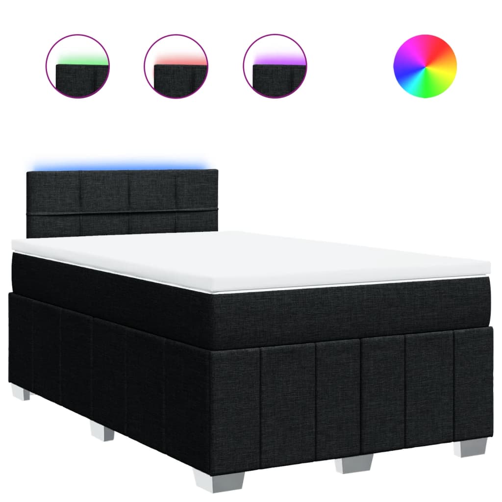vidaXL Κρεβάτι Boxspring με Στρώμα Μαύρο 120x200 εκ. Υφασμάτινο