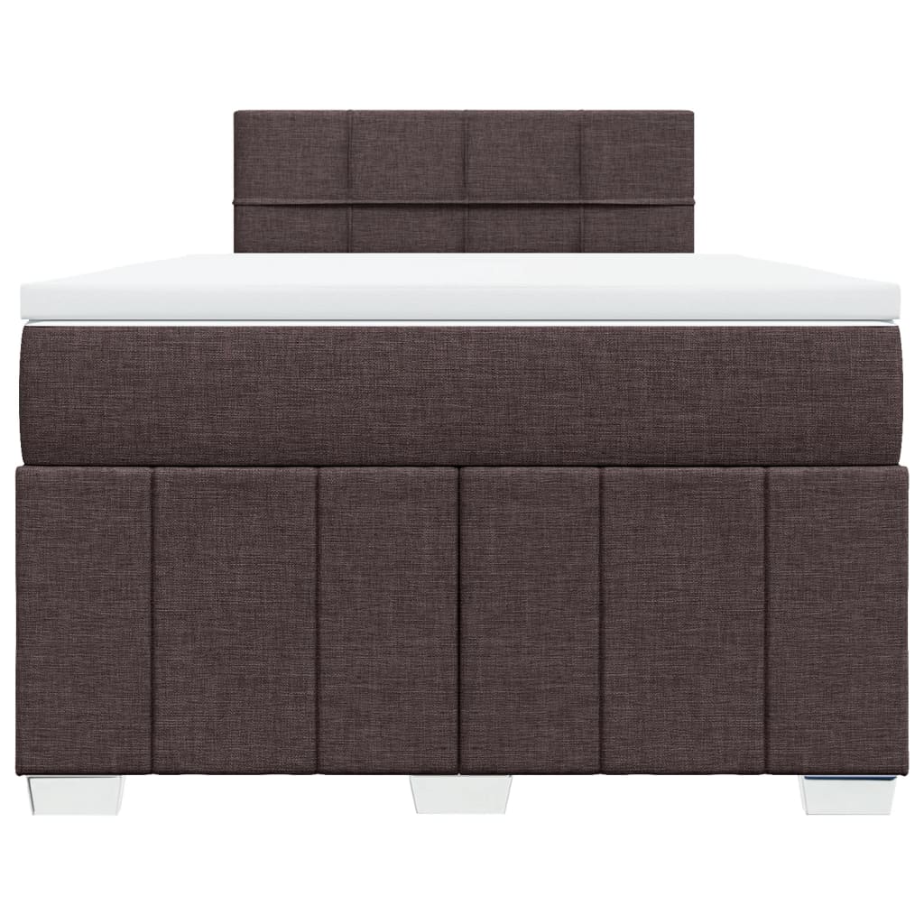 vidaXL Κρεβάτι Boxspring με Στρώμα Σκούρο Καφέ 120x200 εκ. Υφασμάτινο