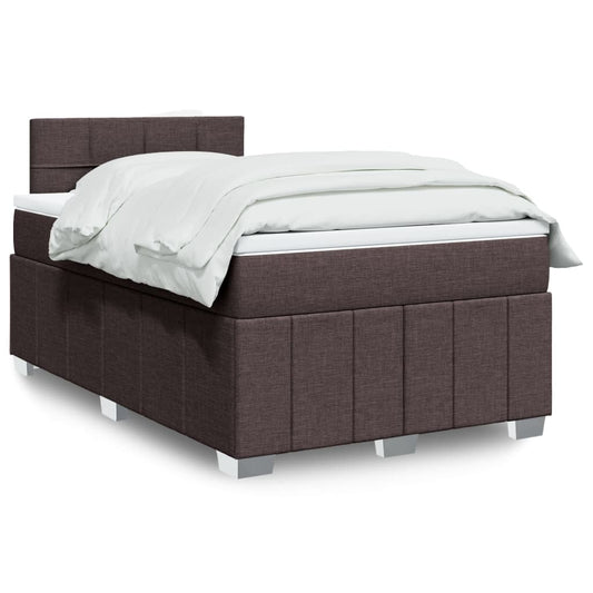 vidaXL Κρεβάτι Boxspring με Στρώμα Σκούρο Καφέ 120x200 εκ. Υφασμάτινο