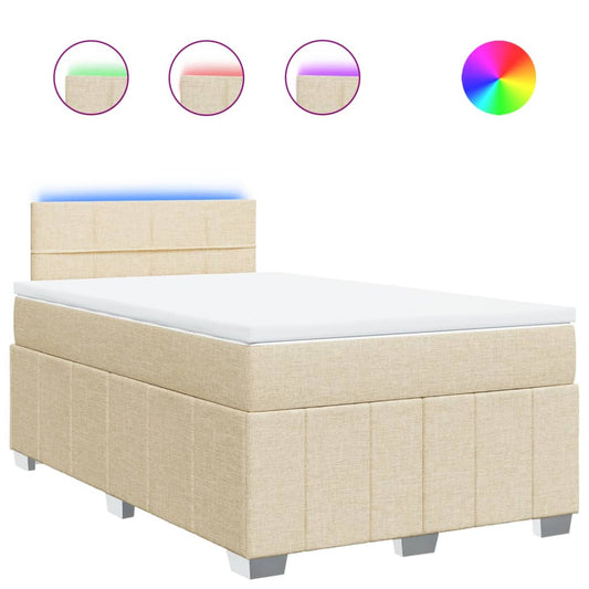 vidaXL Κρεβάτι Boxspring με Στρώμα Κρεμ 120x200 εκ. Υφασμάτινο