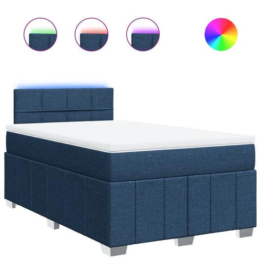 vidaXL Κρεβάτι Boxspring με Στρώμα Μπλε 120x200 εκ. Υφασμάτινο