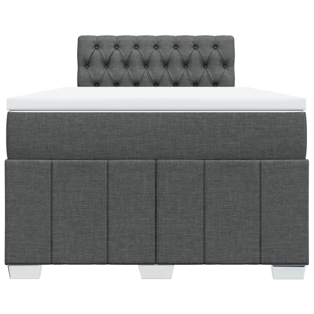 vidaXL Κρεβάτι Boxspring με Στρώμα Σκούρο Γκρι 120x200 εκ. Υφασμάτινο