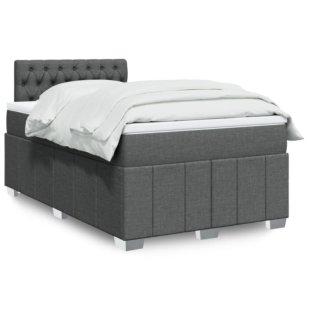 vidaXL Κρεβάτι Boxspring με Στρώμα Σκούρο Γκρι 120x200 εκ. Υφασμάτινο
