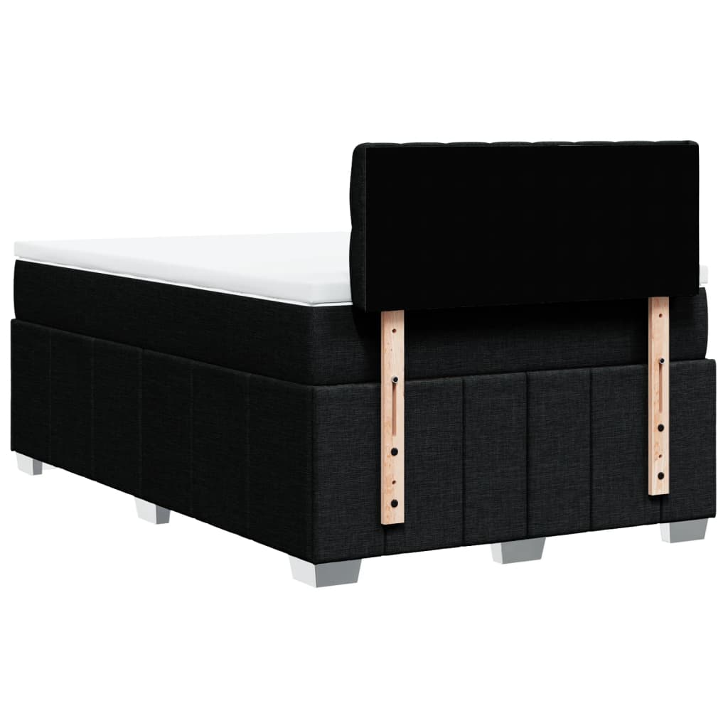 vidaXL Κρεβάτι Boxspring με Στρώμα Μαύρο 120x200 εκ. Υφασμάτινο