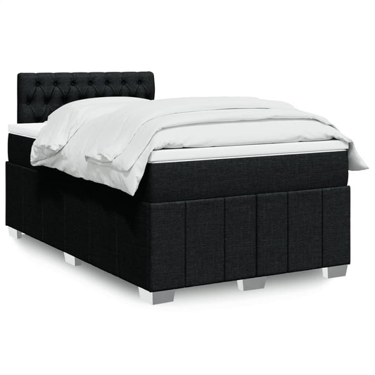 vidaXL Κρεβάτι Boxspring με Στρώμα Μαύρο 120x200 εκ. Υφασμάτινο
