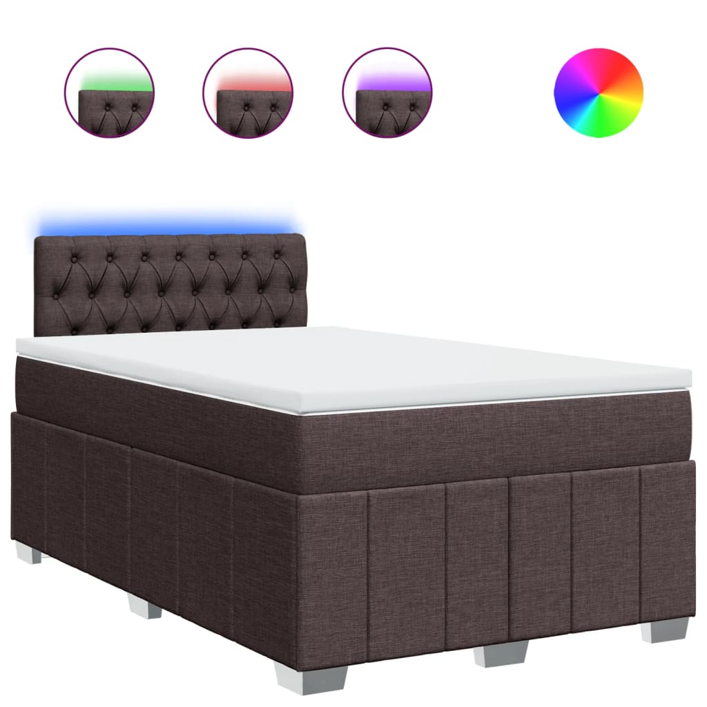 vidaXL Κρεβάτι Boxspring με Στρώμα Σκούρο Καφέ 120x200 εκ. Υφασμάτινο