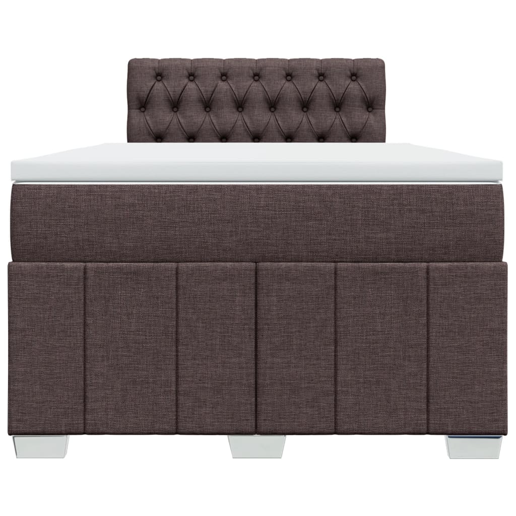 vidaXL Κρεβάτι Boxspring με Στρώμα Σκούρο Καφέ 120x200 εκ. Υφασμάτινο